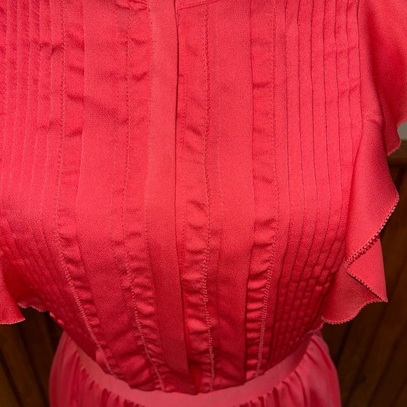 NWT Women's Banana Republic Coral Ruffle Flutter Sleeve Dress 4 MSRP $128 - Picture 3 of 7